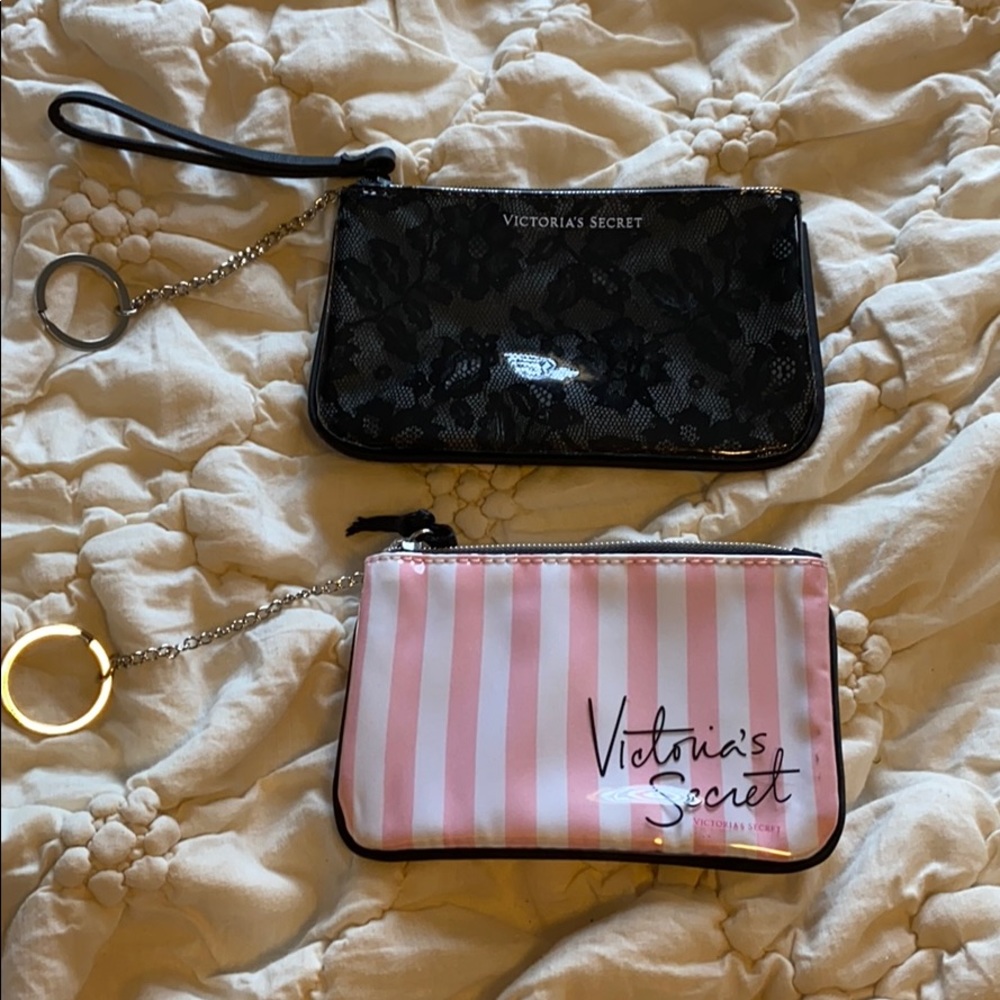 Two Victoria secret zipper coin purses